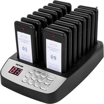 VEVOR Restaurant Pager System, 500 m Wireless Queue Signal, 16 Pagers