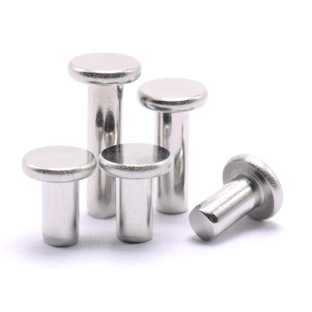 M2/M2.5/M3/M4/M5/M6 304 Stainless Steel Flat-Head Solid Rivets, Small Rivets M4 × 15 mm, 10 Pieces