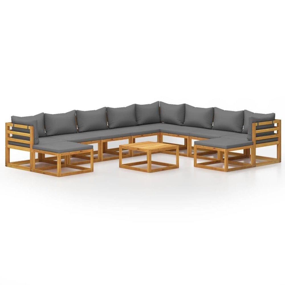 vidaXL 11-Piece Garden Lounge Set with Cushions Solid Acacia Wood