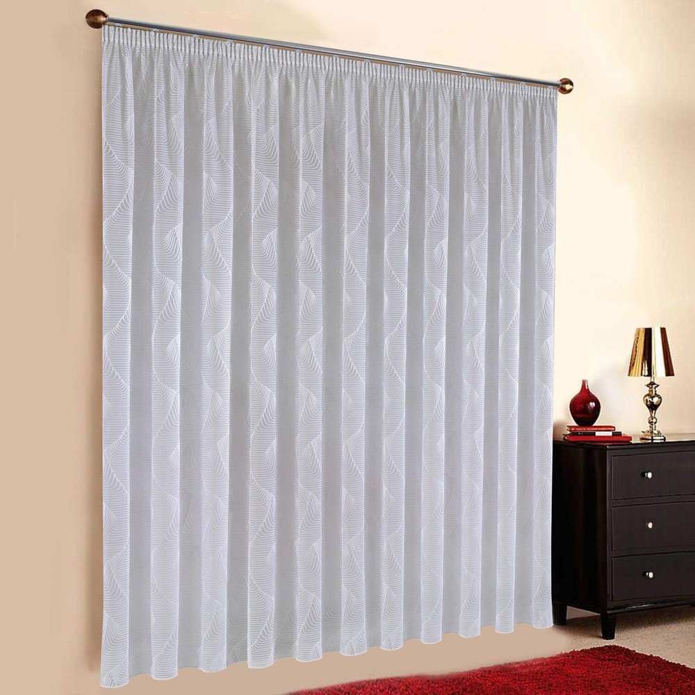A-TEXTILE-24 Almeria Custom-Made Sheer Curtain, Gathering Tape, 130 cm H x 300 cm W