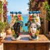 ILAB Set of 2 Sicilian Ceramic Blackberry Heads, 20 cm, Flower Model, Wall-Mounted, Brown view 1