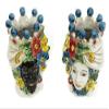 ILAB Set of 2 Sicilian Ceramic Blackberry Heads, 20 cm, Flower Model, Wall-Mounted, Brown view 3