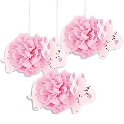 Unique 78383 Hanging Elephant Decorations, 22.9 cm (9 in.), Pink, 3 Count
