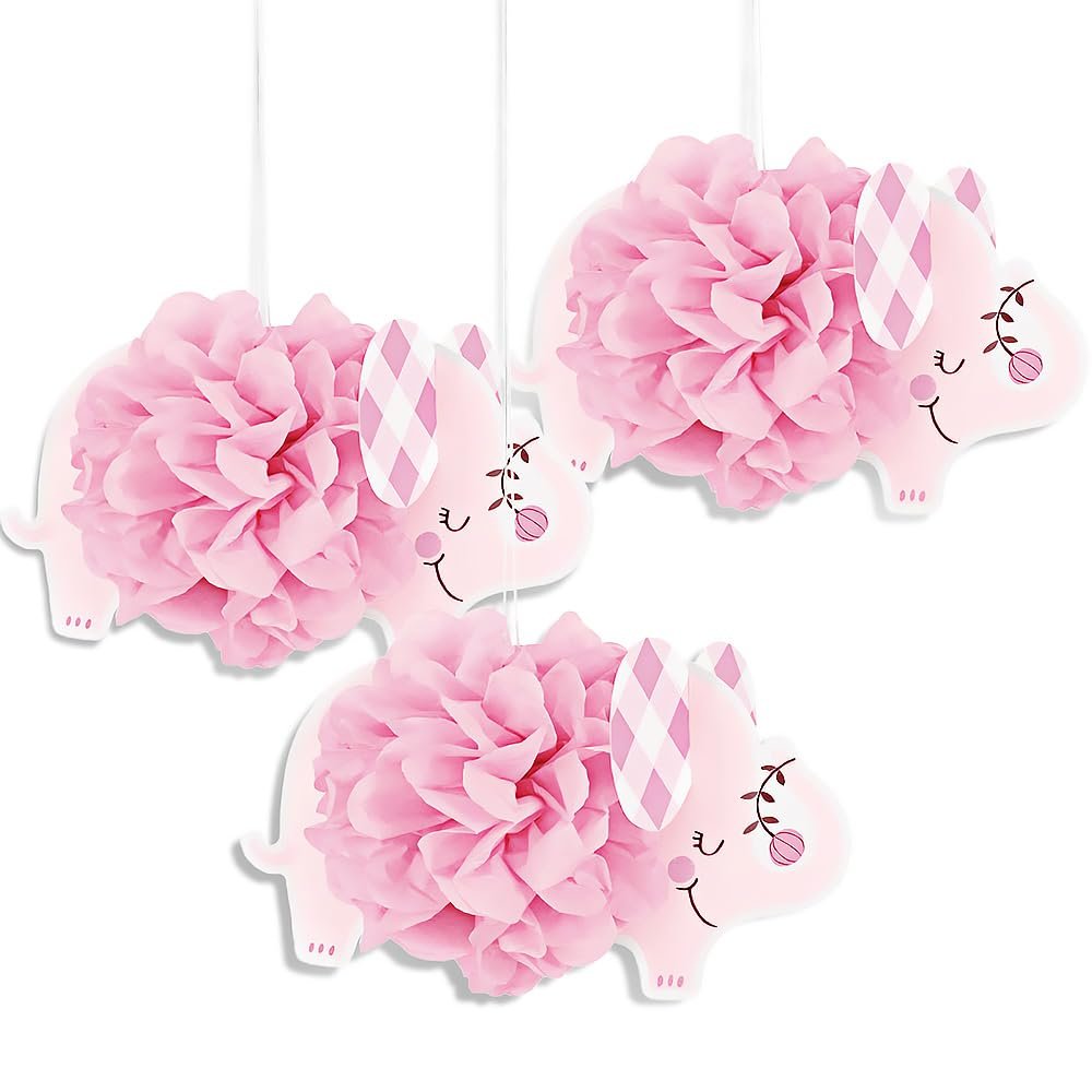 Unique 78383 Hanging Elephant Decorations, 22.9 cm (9 in.), Pink, 3 Count