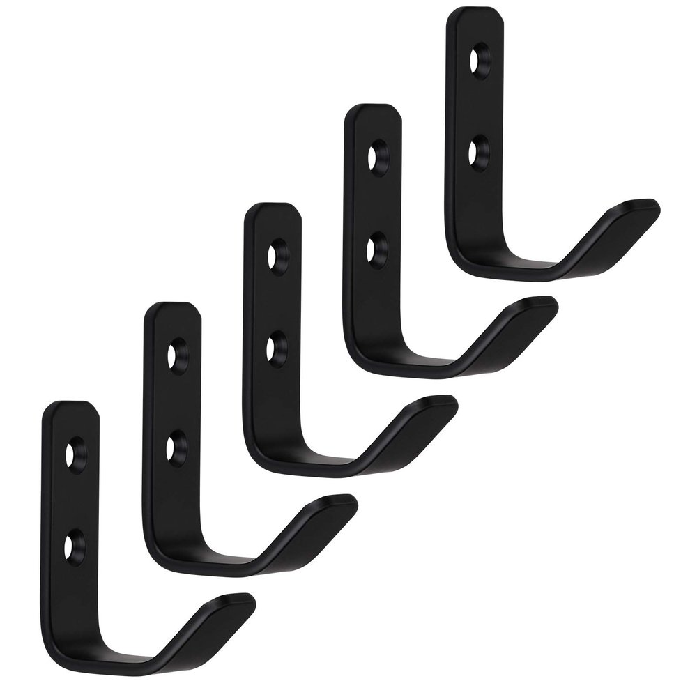 SOTECH ALBA Coat Hooks, 5-Pack, Solid Stainless Steel, Black, 58 x 20 mm