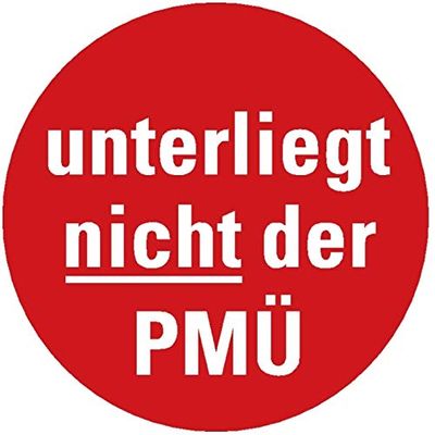 100 pcs. Inspection Sticker "Not Subject to PM," Red, Film, 40 mm, Made in Germany