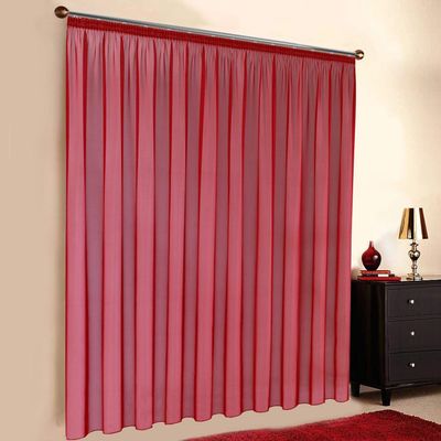 A-TEXTILE-24 Custom Sheer Voile Curtain, Red, 230 x 300 cm (H x W), Gather Tape