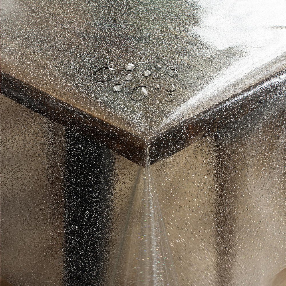 Transparent Glitter Protective Table Cover 130 x 230 cm, Washable