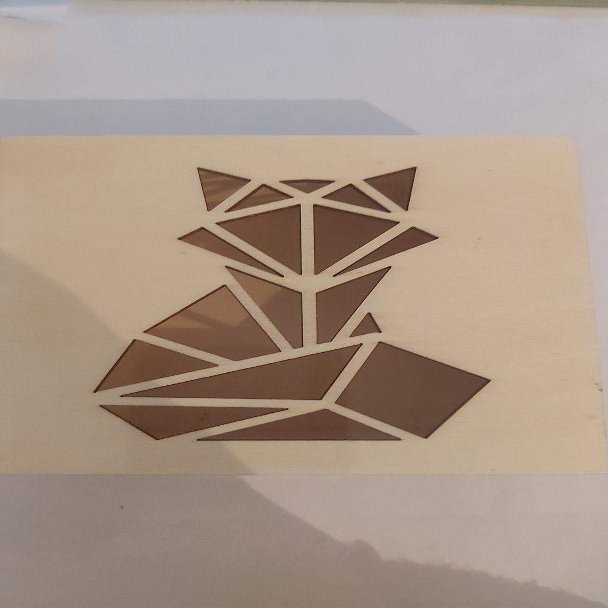 CTOP Laser-Cut Wooden Box, Origami Fox, 11.3 x 11.3 x 5 cm
