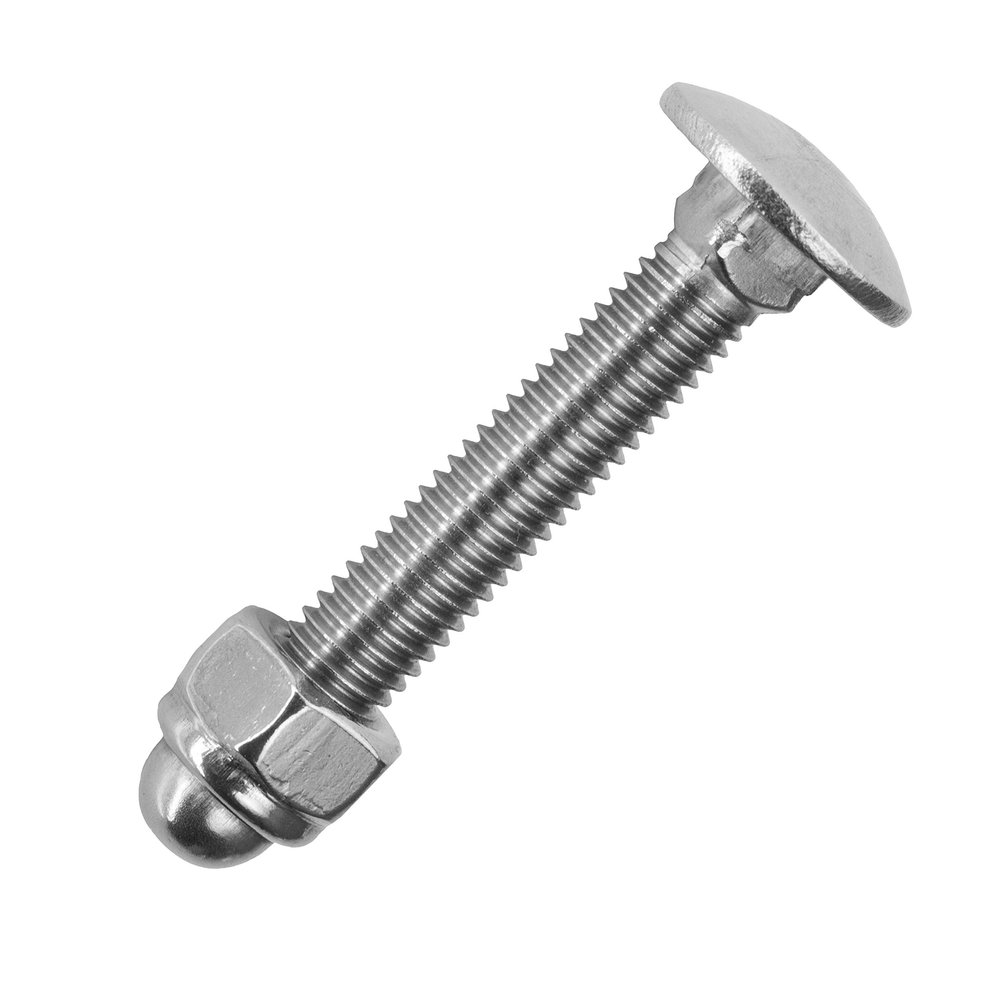 M8 x 140/140 mm A2 Stainless Steel Carriage Bolts with Self-Locking M8 Cap Nuts, 20-Pack