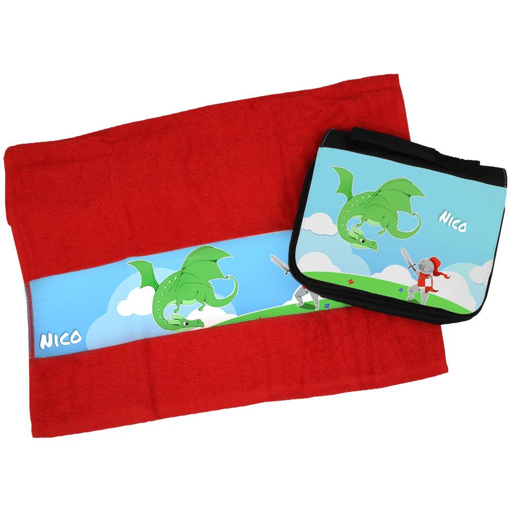 Eurofoto Nico Knight-Themed Towel and Toiletry Bag Set for Boys