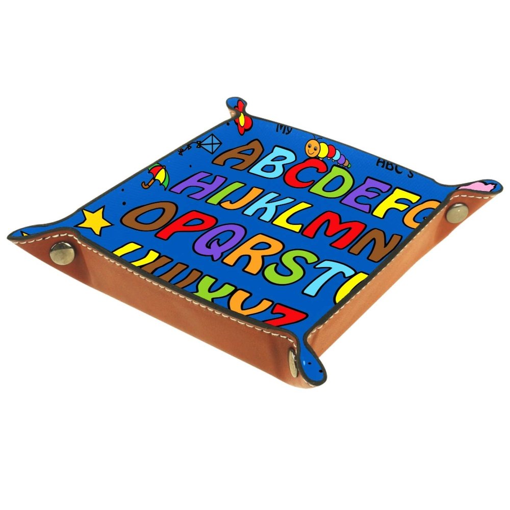 ZORE_FINE5 Foldable Blue Leather Dice Tray with English Uppercase Alphabet