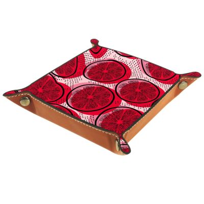 ZORE_FINE5 Foldable Leather Dice Tray, Square, for Jewelry, Watches, Keys, Coins, Candy, Storage Box, Red/Lemon Yellow