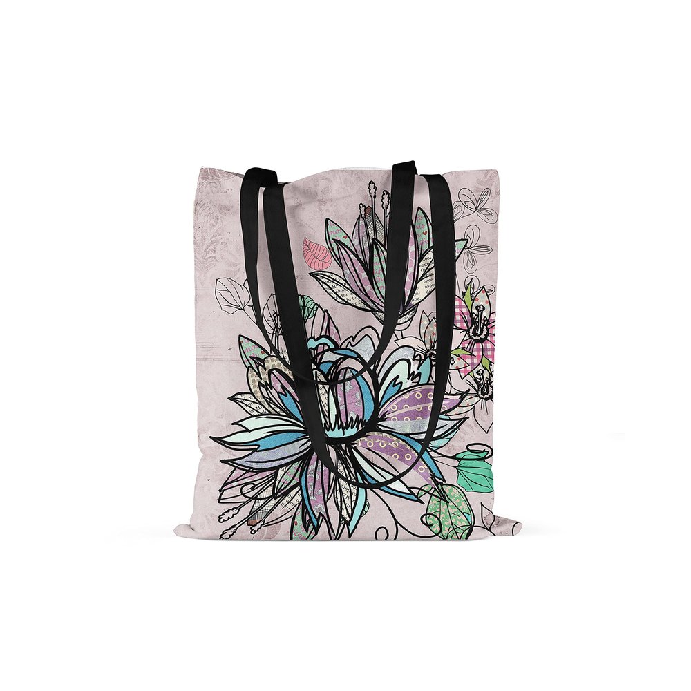 Le Jardin du Lin Printed Foldable Shopping Tote with Two Long Black Handles, 48 x 55 cm