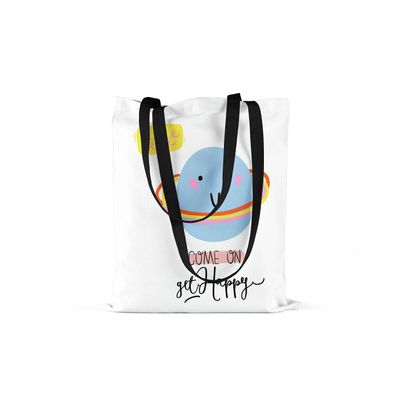 Le Jardin du Lin Printed Shopping Bag with Two Long Black Handles