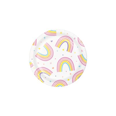 Creative Converting Happy Rainbow Dessert Plates, 8 Count