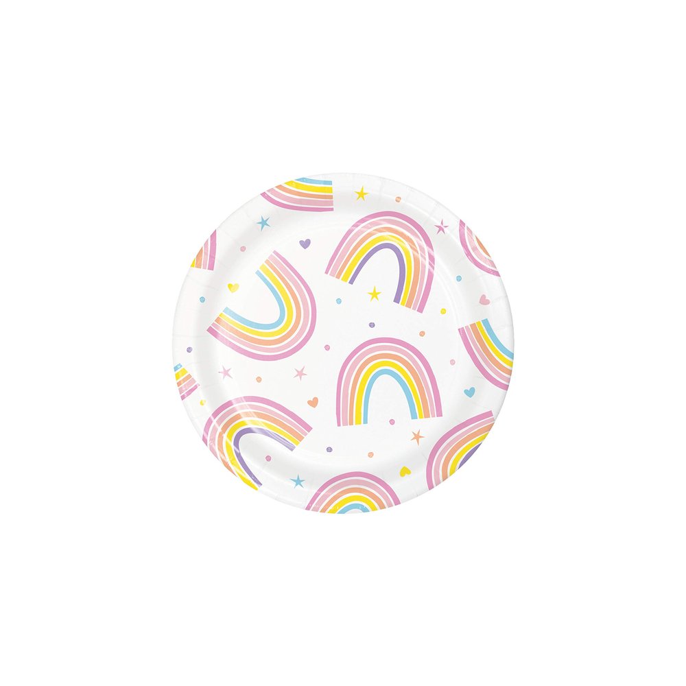 Creative Converting Happy Rainbow Dessert Plates, 8 Count