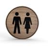 Wooden Door Sign, Ladies' and Men's Room Pictogram, Oak Veneer, Round 10 cm view 1