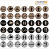 Wooden Door Sign, Ladies' and Men's Room Pictogram, Oak Veneer, Round 10 cm view 2