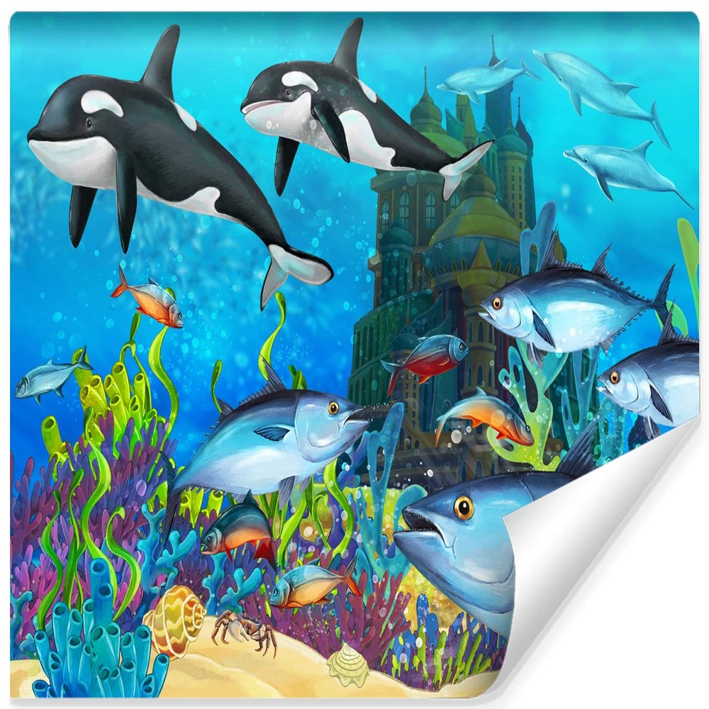 Muralo Non-Woven Photo Wallpaper, Fairy-Tale Underwater Castle, Kids - 90 x 60 cm
