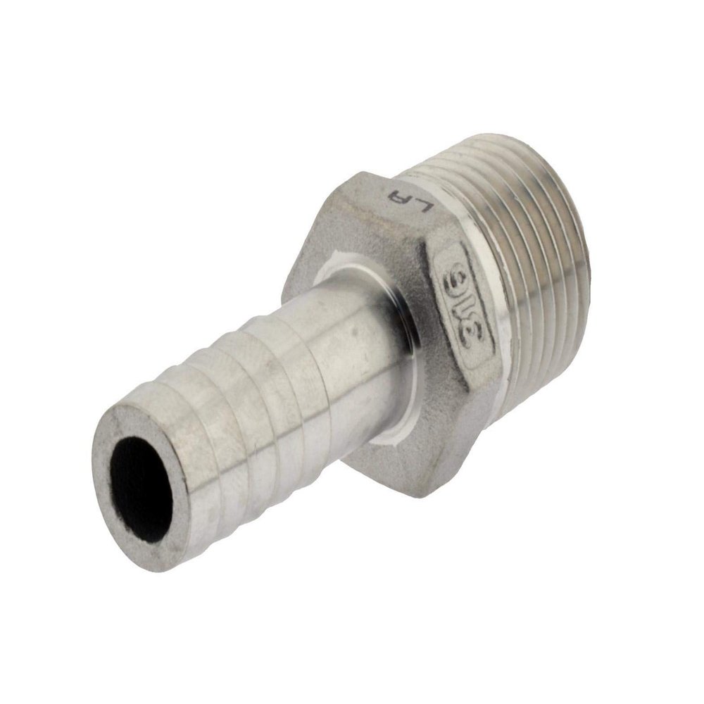 Threaded Hose Tail with Tapered R 3/4" Male Thread, 19 mm, 16 bar, Stainless Steel