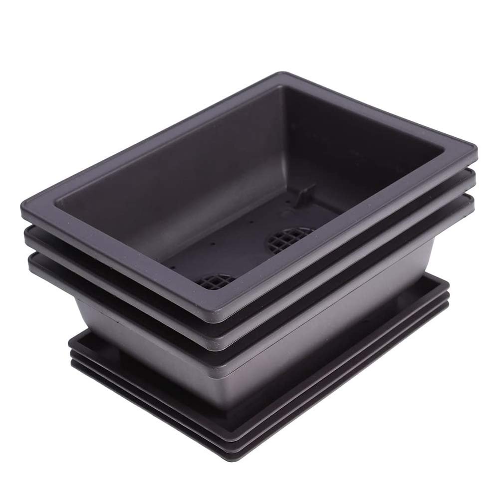 Gaetooely 6-Pack Bonsai Training Pots with Tray, Plastic, 22.5 x 16.5 cm