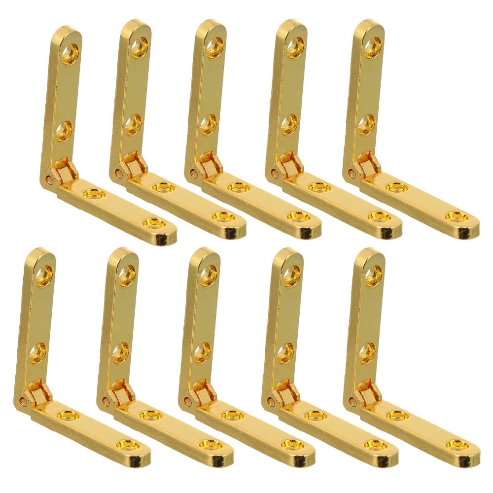 Gold-Tone 90-Degree Zinc Alloy Hinges, 3 x 0.5 cm, 10-Pack