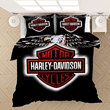 NICHIYO Harley-Davidson Motorcycle Duvet Cover Set, Microfiber, 3D Digital Print