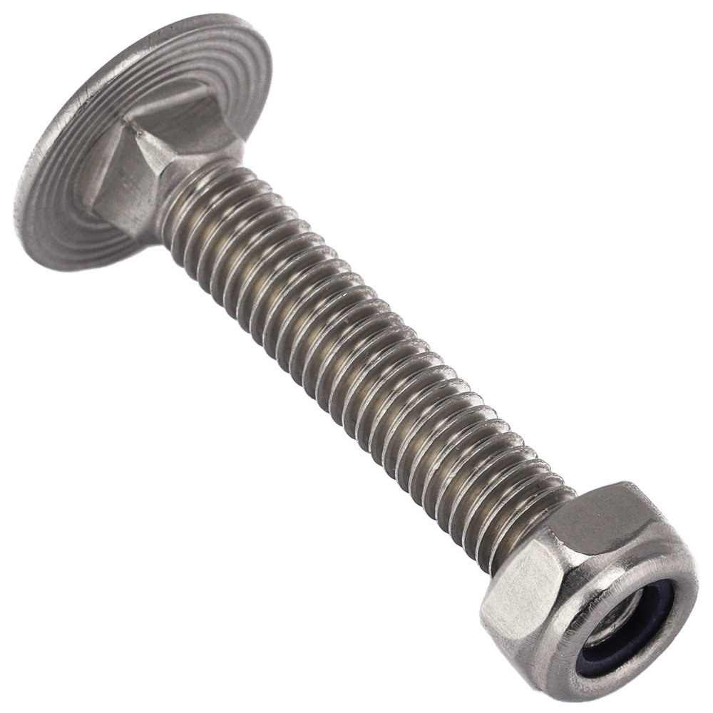 OPIOL QUALITY M5x30 Carriage Bolts with M5 Locknuts, Stainless Steel A2/V2A, 10-Piece Set