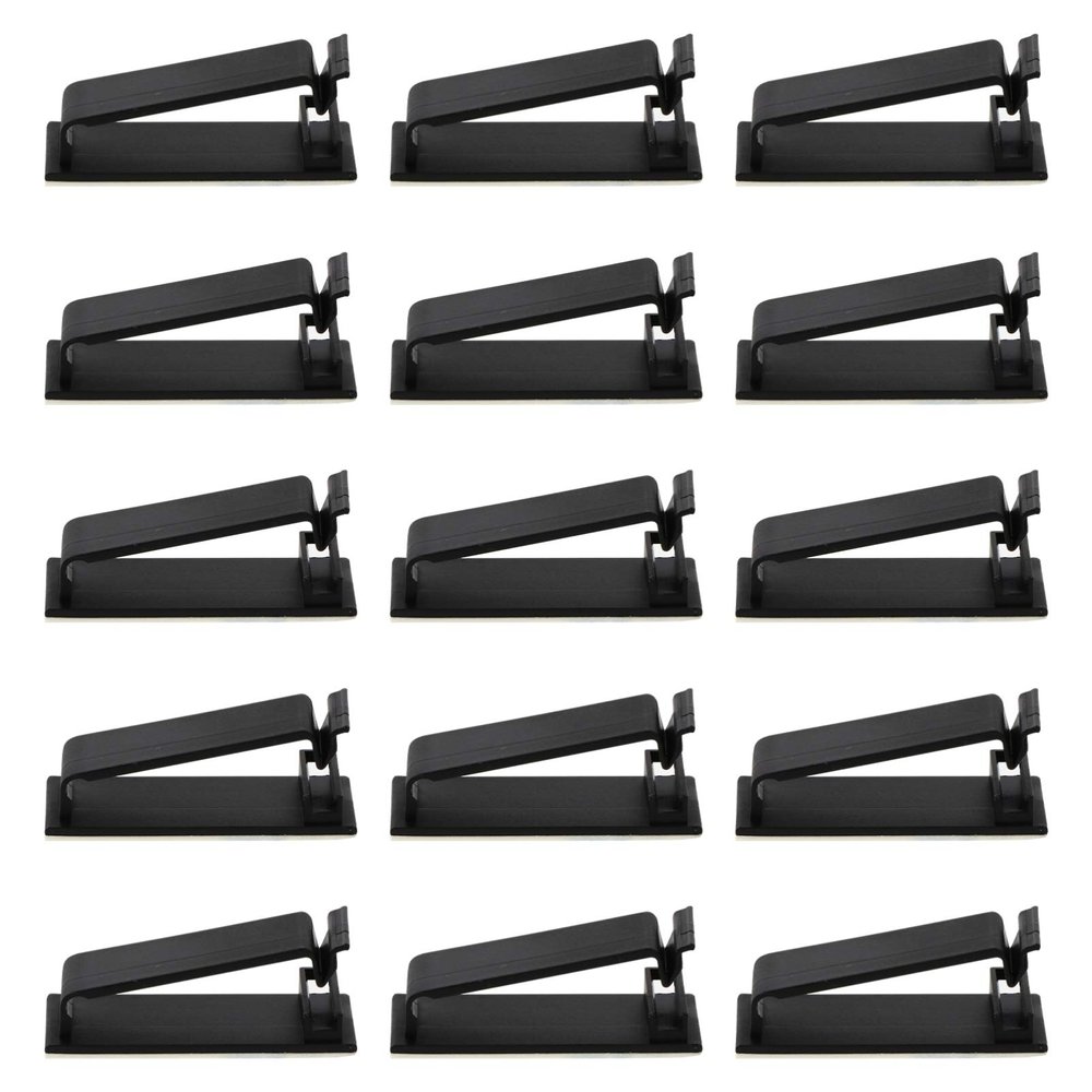 Self-Adhesive Cable Holder Clips, 20-Pack, Nylon, Black