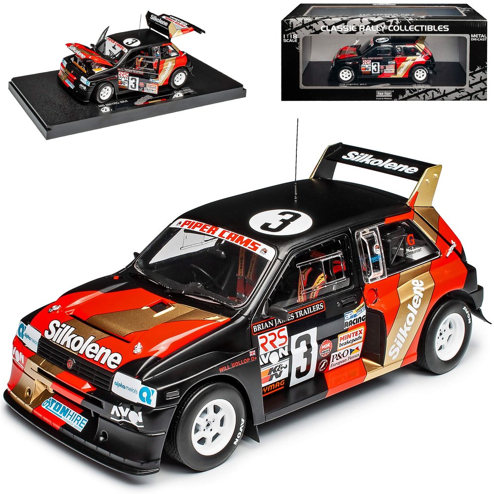Sun Star MG Metro 6R4 Will Gollop Rallycross 1986 1:18 Model Car with Custom License Plate