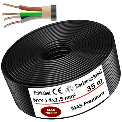 MAS Premium NYY-J 4x1.5 mm² Underground Cable, 35 m