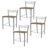 Tommychairs Elena Modern Bar Stools, Set of 4, Aluminum-Finish Steel, Cappuccino Faux Leather view 1