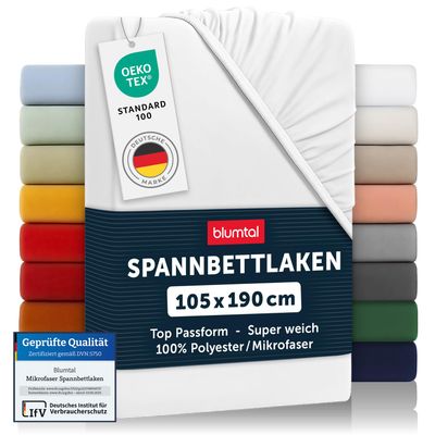 Blumtal 2-Pack Fitted Sheets 105 x 190 x 30 cm, Microfiber, OEKO-TEX Certified, White
