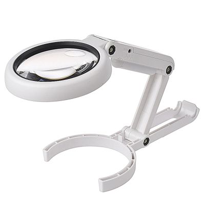 Meichoon Magnifying Glass Desk Lamp, 5X/11X Folding Magnifier Lamp, USB-Powered, with 8 LED Lights, for Reading, Hobbies, Jewelry, Crafts, or Workbench, UC08
