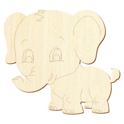 Wooden Baby Elephant V1 – Craft Decor, 5–50 cm, Pack of 100, 28 cm Wide