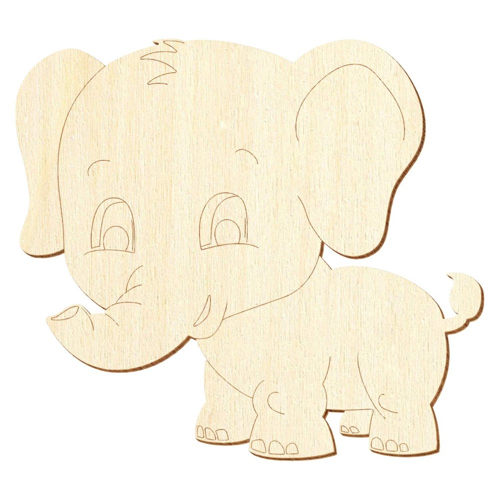 Wooden Baby Elephant V1 – Craft Decor, 5–50 cm, Pack of 100, 28 cm Wide