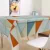 Morbuy Washable Triangle Patchwork Tablecloth, Rectangular, Waterproof Polyester, Light Blue, 140 x 260 cm view 2