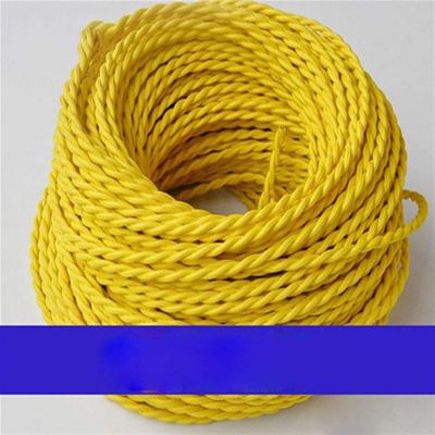 PYouo 0.75 mm 2-Core Copper Cable, Vintage Twisted Fabric Wire, Yellow, 20 m