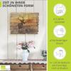 ARTLAND Silent Radio-Controlled Wooden Wall Clock, Landscape with Deer, 40 x 30 cm, Rectangular view 3