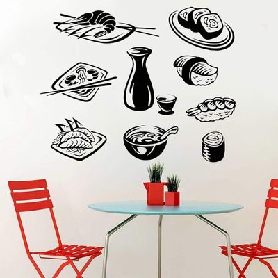 NSRJDSYT Sushi Wall Decal, Japanese Food Vinyl Sticker, 43 x 34 cm