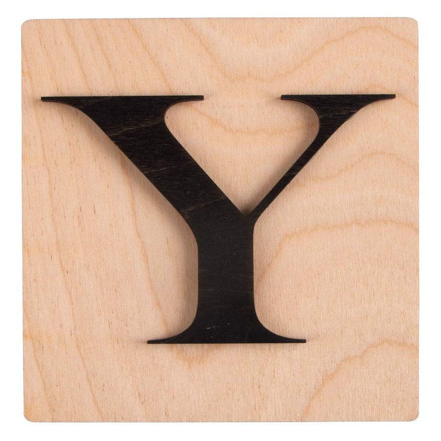 Rayher Wooden Letter Y, FSC Mix Credit, 10.5 x 14.8 cm Wood Tile, Black 3D Letter, 63116576