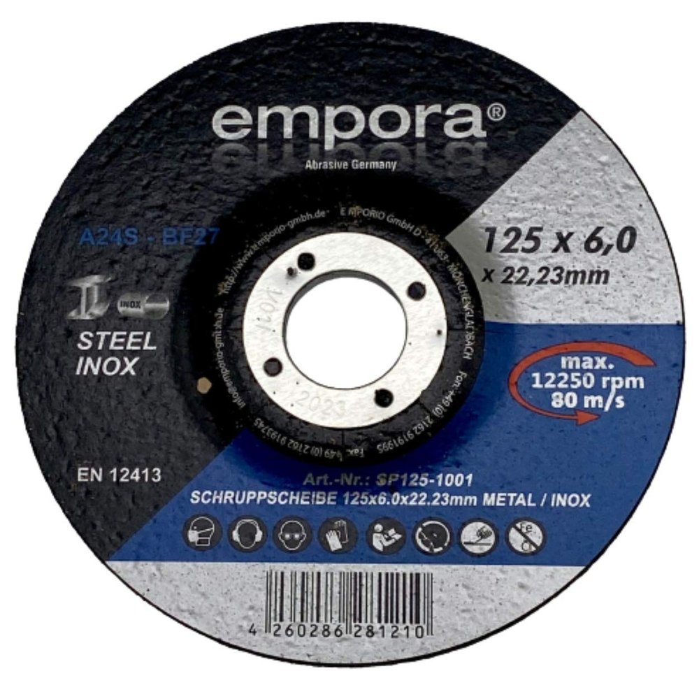 EMPORA Grinding Wheels for Steel, Metal & Cast Iron, 125 mm, 6.0 mm, 22.23 mm Bore, 5-Pack