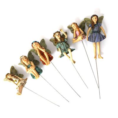 Miniature Fairy Figures for Outdoor Garden Decor, Resin, Assorted, 6 Pieces