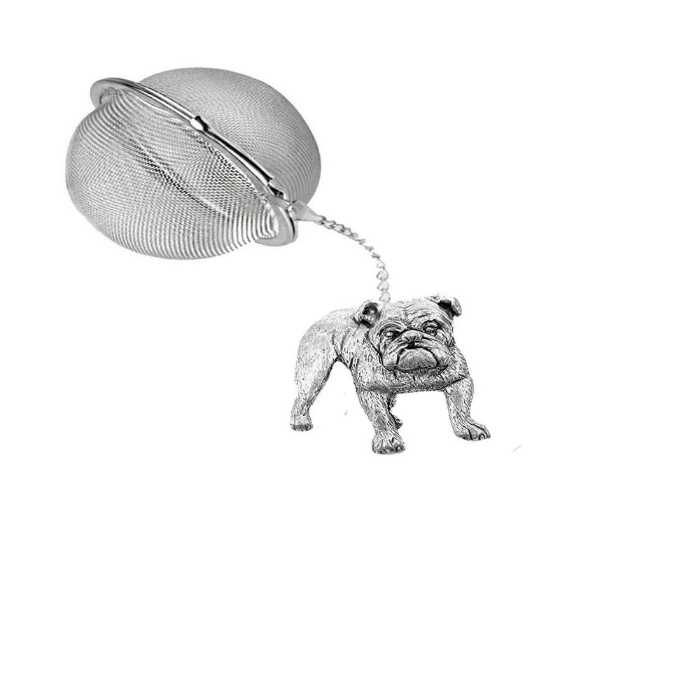 PPD19 Bulldog Tea Strainer in English Pewter with Stainless Steel Tea Ball