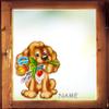 Window Sticker: Dog/Puppy with Flowers view 1
