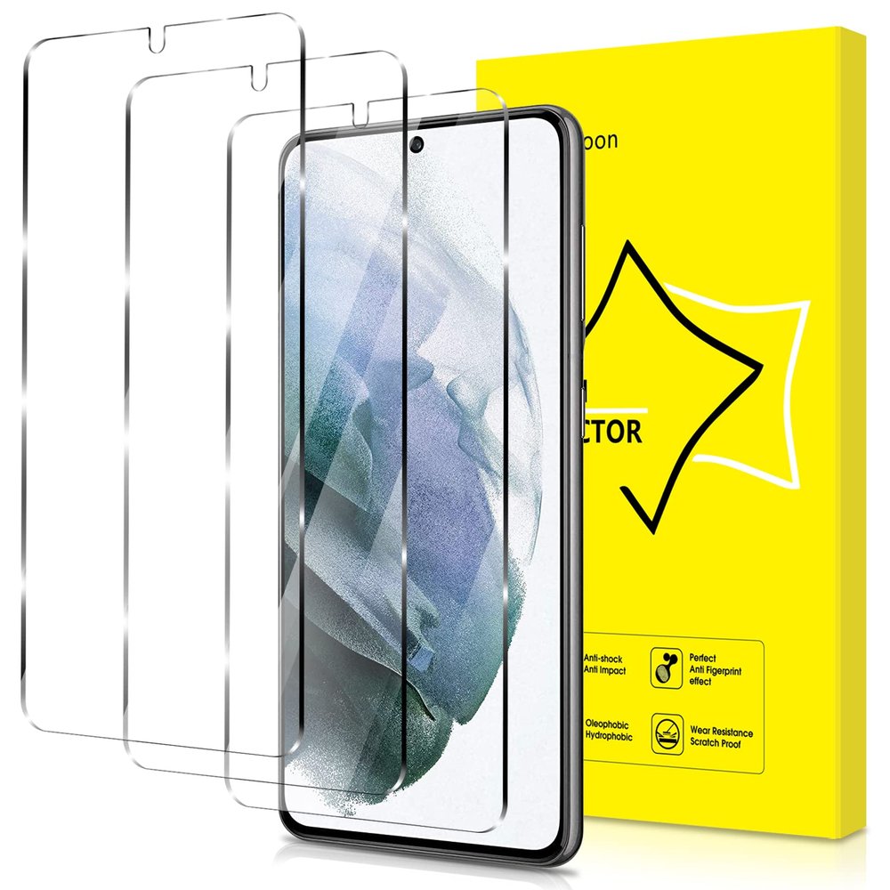 GiiYoon 3-Pack Tempered Glass Screen Protectors for Samsung Galaxy S21, HD, 9H Hardness, Anti-Scratch, Bubble-Free