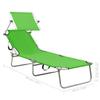 vidaXL Folding Sun Lounger with Canopy, Steel, Apple Green view 2