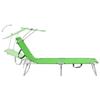 vidaXL Folding Sun Lounger with Canopy, Steel, Apple Green view 3