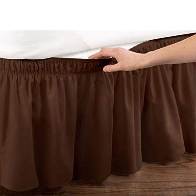 WWQQ Beige Bed Skirt, 3-Sided Polyester Dust Ruffle, 137 x 190 cm + 40 cm